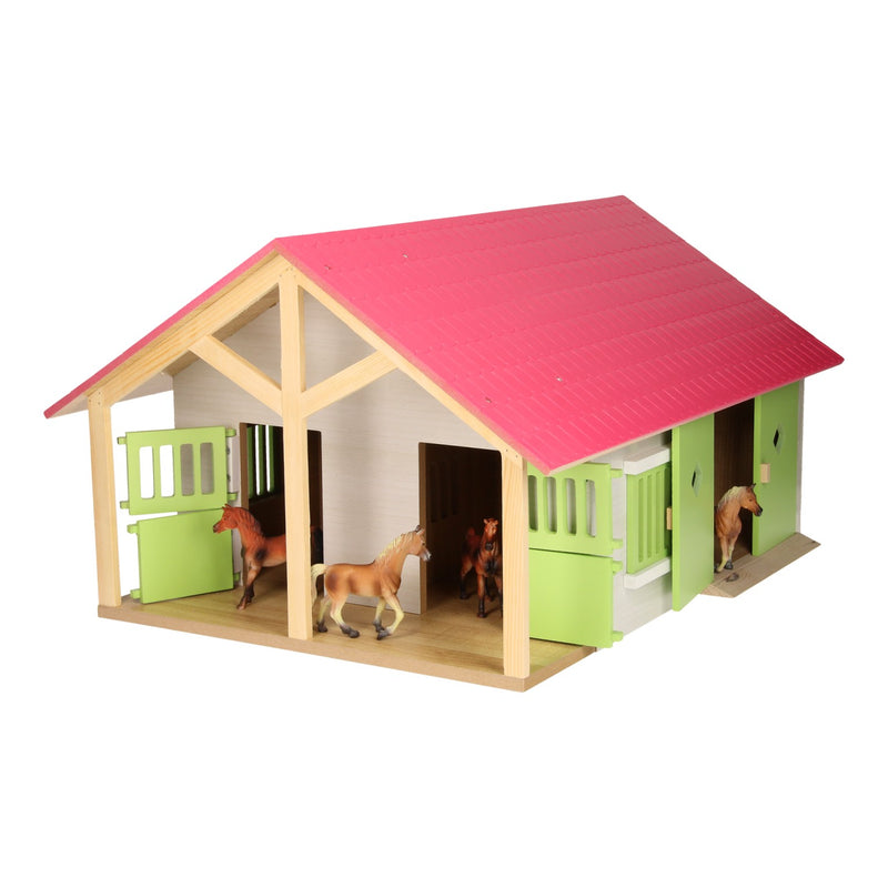 Load image into Gallery viewer, Kids globe paardenstal roze met 2 boxen en berging, 1:24
