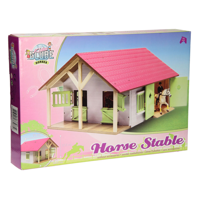 Load image into Gallery viewer, Kids globe paardenstal roze met 2 boxen en berging, 1:24
