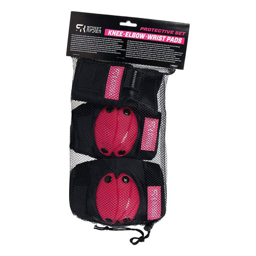 Street rider beschermset m - roze, 6dlg.