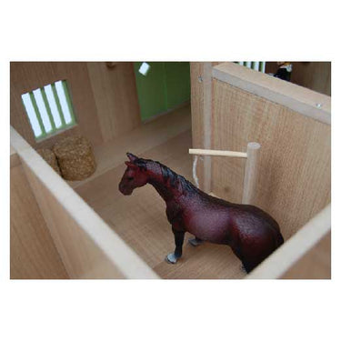 Kids globe paardenhoekstal met 3 boxen en berging 1:24 68x77x27cm roze (exclusief accessoires)