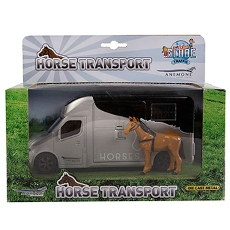 Afbeelding laden in galerijviewer, Kids globe die-cast paardentruck met licht en geluid grijs
