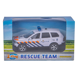2-play politiewagen pull-back met licht en geluid 11 cm wit