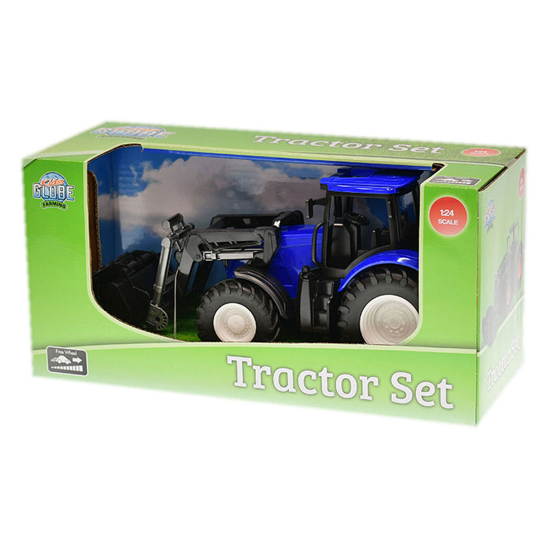Load image into Gallery viewer, Kids globe tractor met frontlader - blauw
