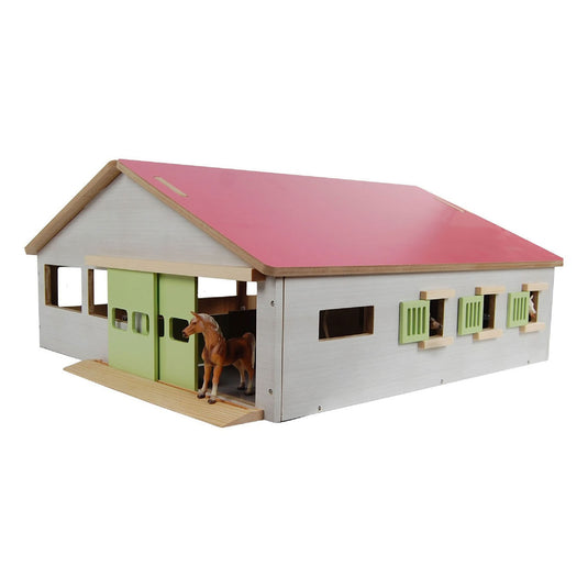 Kids globe paardenstal met 3 boxen + binnenbak 1:32