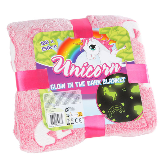 Glow in the dark deken unicorn, 100x150cm