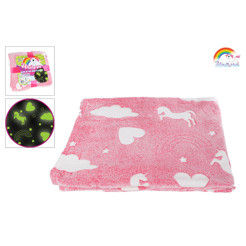 Load image into Gallery viewer, Glow in the dark deken unicorn, 100x150cm
