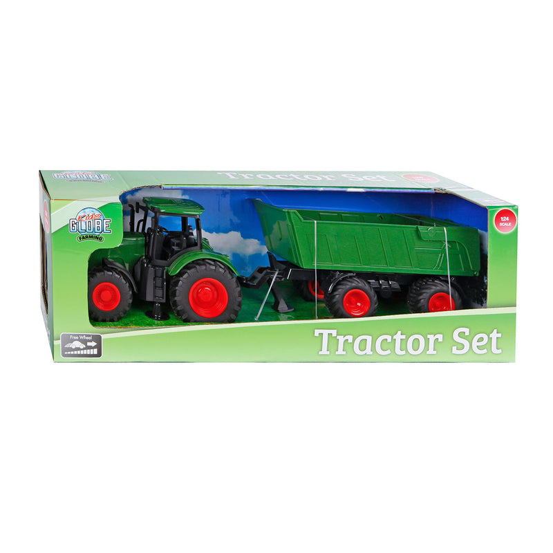 Load image into Gallery viewer, Kids Globe Globe Tractor met Trailer Groen, 41cm
