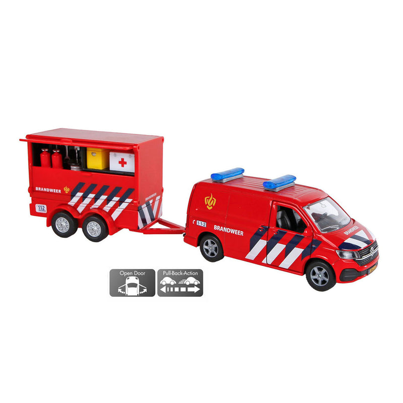 Afbeelding laden in galerijviewer, Kids globe vw transporter brandweer met aanhangwagen
