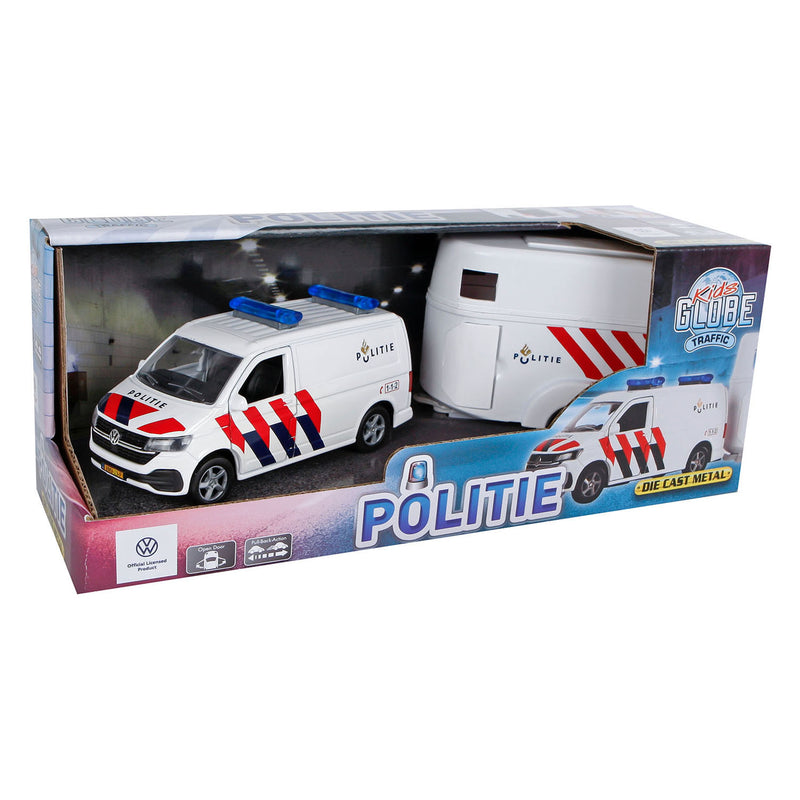 Load image into Gallery viewer, Kids globe vw transporter politie met paardentrailer
