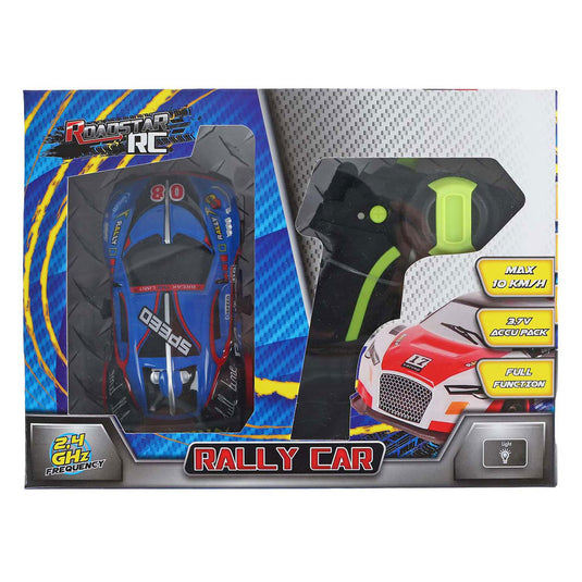 Rc roadstar bestuurbare rally auto met licht 2.4ghz blauw, 13cm