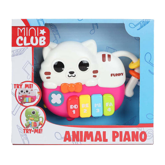 Mini club poes dierenpiano met licht geluid 15cm