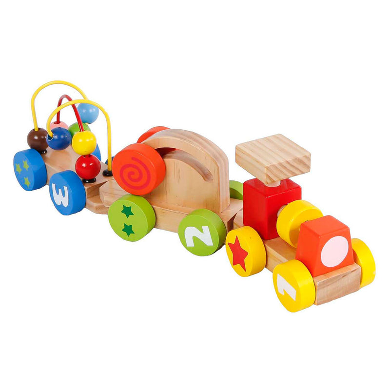 Load image into Gallery viewer, Houten trein met activiteiten wagons, 3dlg.
