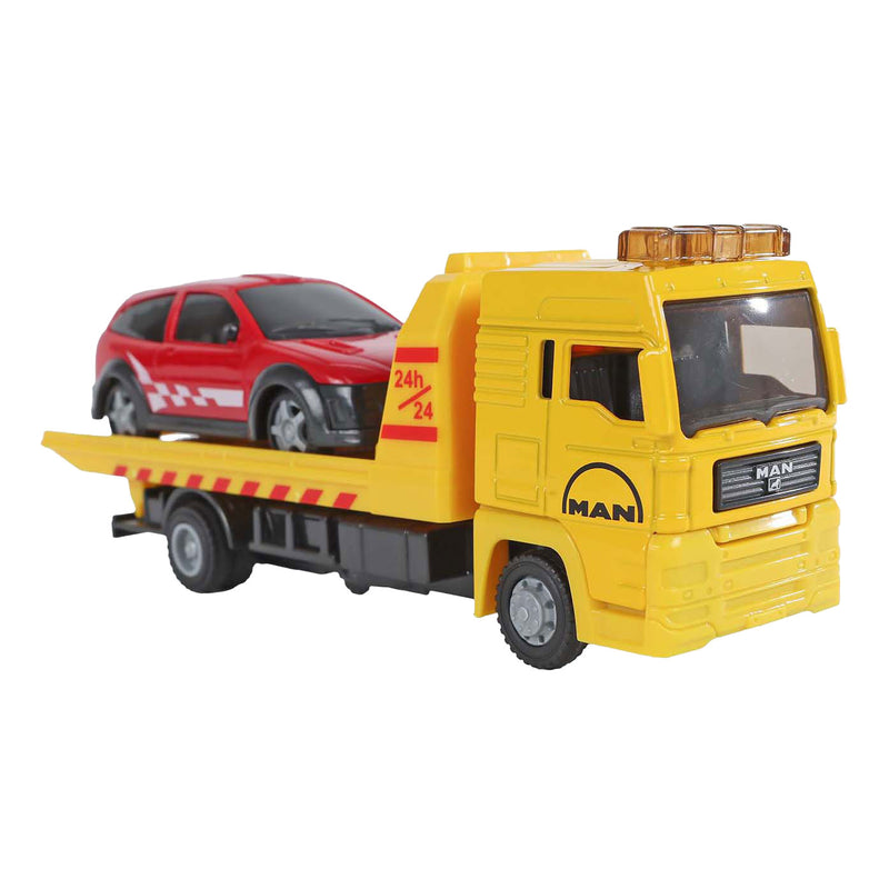 Afbeelding laden in galerijviewer, Kids globe man vrachtwagen bergingswagen met auto, 19cm
