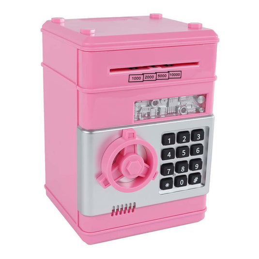 Van manen geldkluis met geheime code roze, 19,5cm