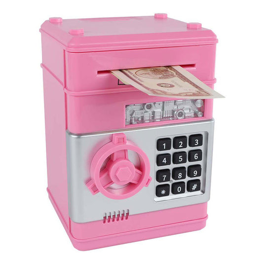 Van manen geldkluis speelgoed met geheime code roze 19,5cm.