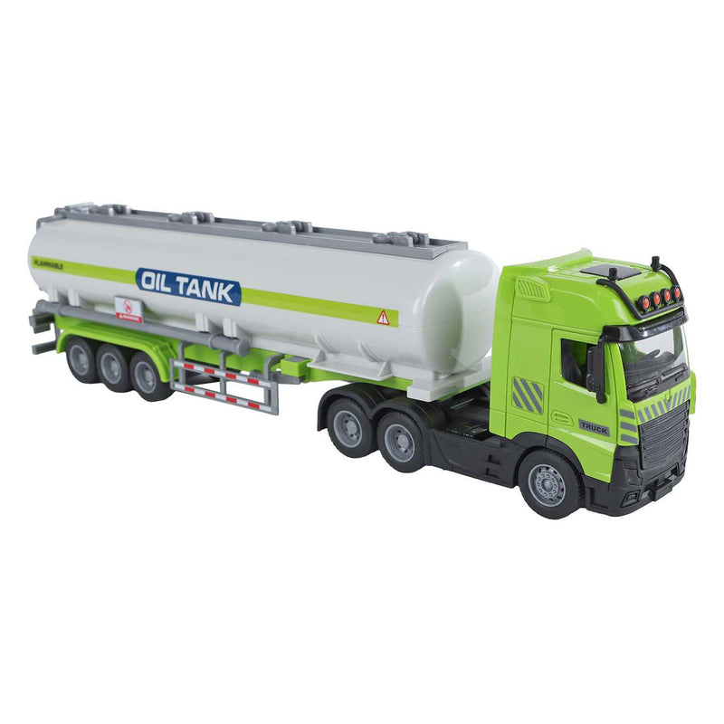 Load image into Gallery viewer, 2-play vrachtwagen met tankoplegger 38cm
