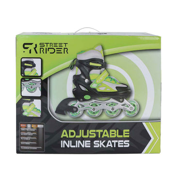 Street rider inline skeelers groen zwart verstelbaar, maat 37-40