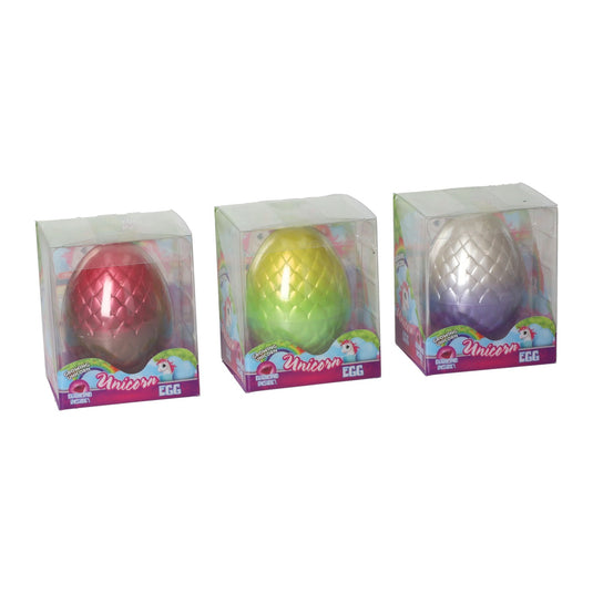 Unicorn ei met groeiende eenhoorn en diamant 8cm 6 assorti