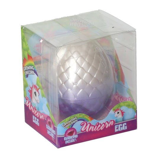 Unicorn ei met groeiende eenhoorn en diamant 8cm 6 assorti