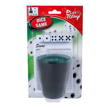 Playtoday dobbelspel met beker en 5 dobbelstenen 9x14x23cm