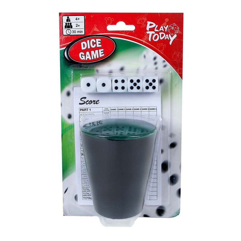 ギャラリービューアに画像をロードする, Play today dobbelspel met beker en 5 dobbelstenen
