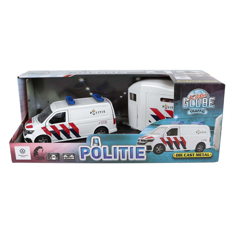 Afbeelding laden in galerijviewer, Kids globe vw transporter politie met cheval liberte paardentrailer
