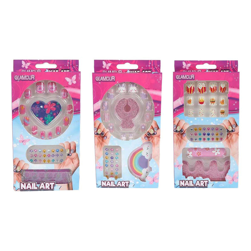 Load image into Gallery viewer, Glamour kunstnageltjes met diamantjes - 12st.
