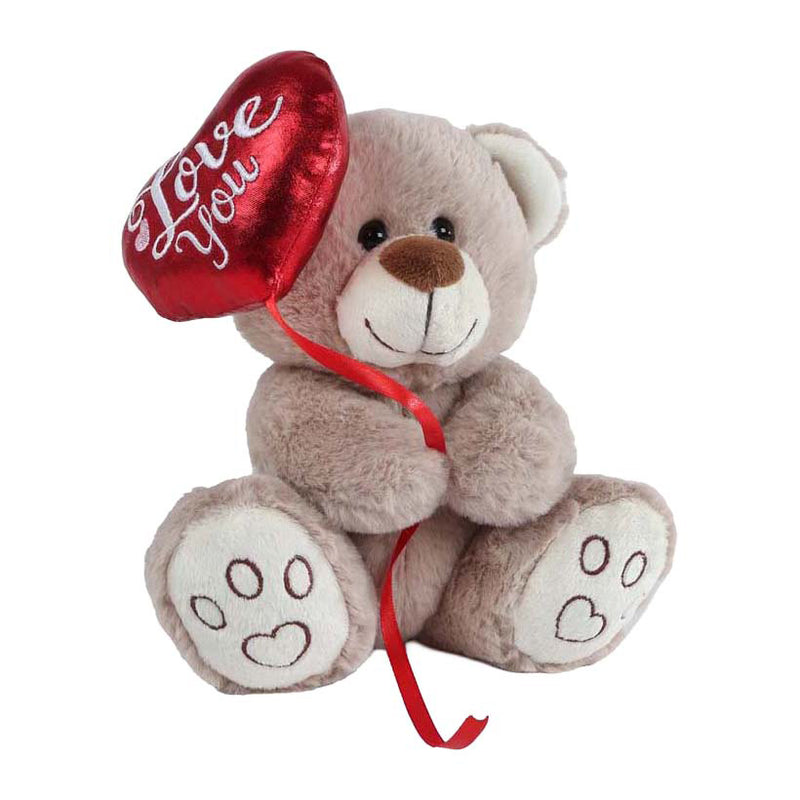 Afbeelding laden in galerijviewer, Take me home beer met ballonhart pluche 20cm (off) white
