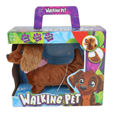 Take me home pluche loophond teckel 19cm speelgoed hond bruin.