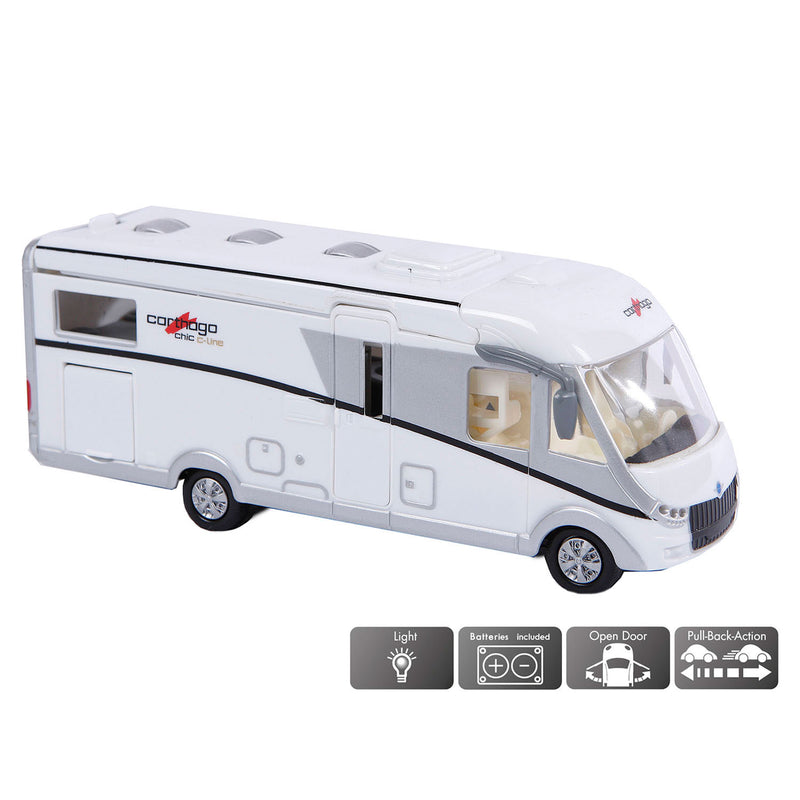 Afbeelding laden in galerijviewer, Kids globe die-cast carthago camper met licht, 16cm

