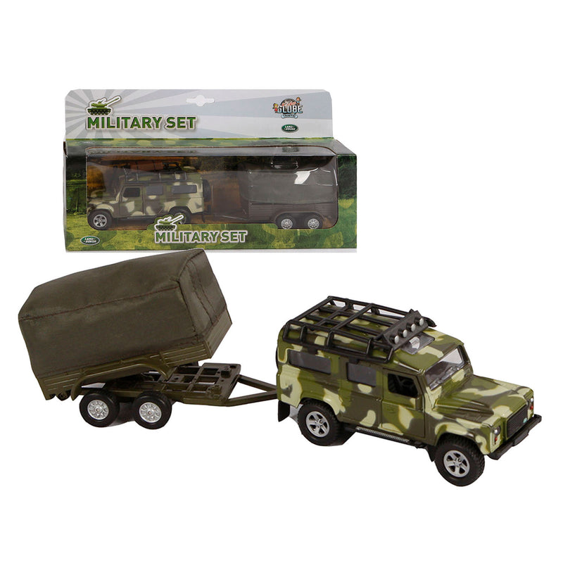 Load image into Gallery viewer, Kids globe land rover met aanhanger military
