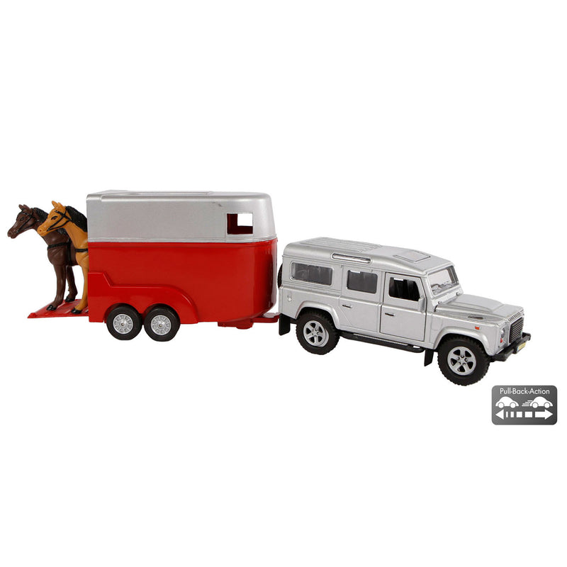 Load image into Gallery viewer, Kids Globe Die-cast Land Rover met Paardentrailer 1:32
