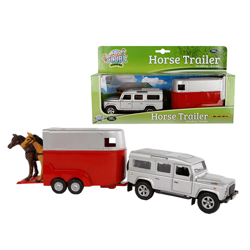 Load image into Gallery viewer, Kids Globe Die-cast Land Rover met Paardentrailer 1:32
