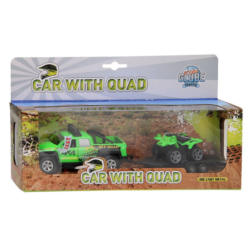 Load image into Gallery viewer, Kids globe terreinwagen met trailer+quad
