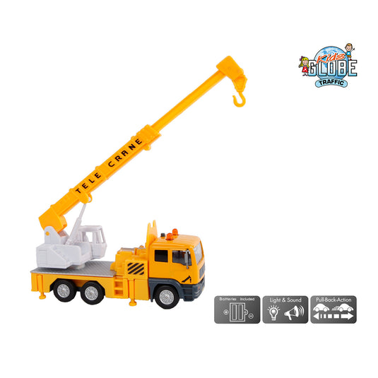 Kids globe hijskraan die cast met licht en geluid 15cm