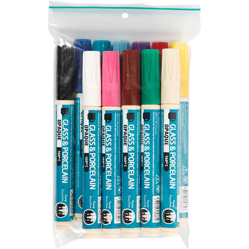Load image into Gallery viewer, Creativ company https: www.cchobby.nl glas-en-porseleinstift-lijndikte-2-4-mm-dekkend-diverse-kleuren-12-stuk-1-doos
