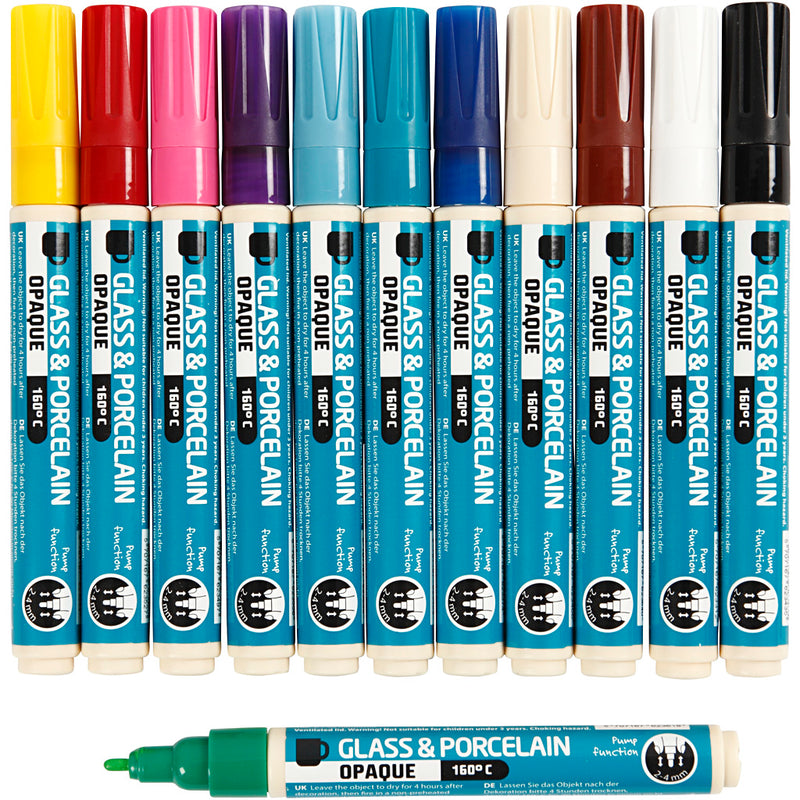 Load image into Gallery viewer, Creativ company https: www.cchobby.nl glas-en-porseleinstift-lijndikte-2-4-mm-dekkend-diverse-kleuren-12-stuk-1-doos

