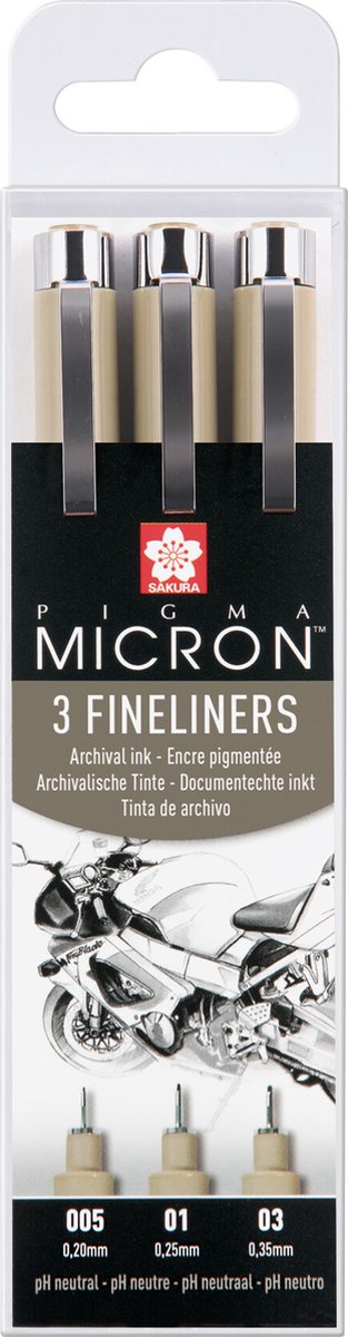 Sakura pigma micron etui 3 fineliners zwart 005-01-03 design