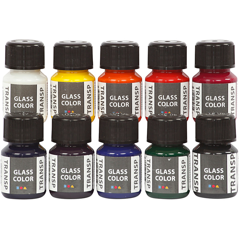 Load image into Gallery viewer, Creativ company https: www.cchobby.nl glass-color-transparent-diverse-kleuren-300-ml-10x30-ml-1-doos
