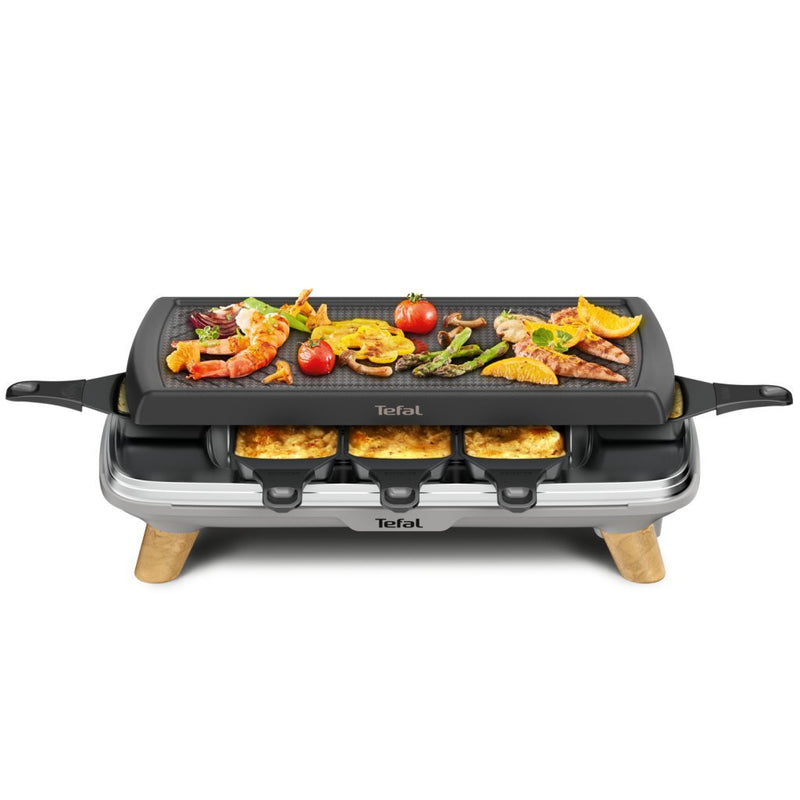 Load image into Gallery viewer, Tefal re610d 3in1 8-persoons raclette zwart rvs hout

