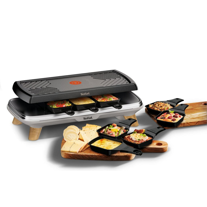 Load image into Gallery viewer, Tefal re610d 3in1 8-persoons raclette zwart rvs hout
