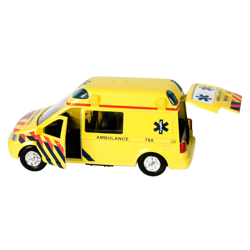 Load image into Gallery viewer, Kids globe die cast pull back ambulance met licht
