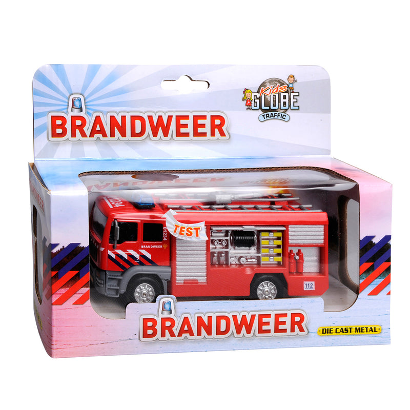 Afbeelding laden in galerijviewer, Die cast kids globe metalen brandweerauto met licht en geluid - speelgoedvoertuig: 13 cm

