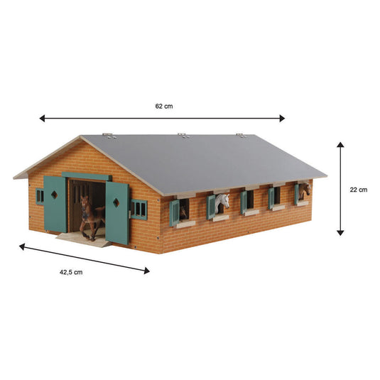 Kids globe paardenstal hout met 9 paardenboxen 1:32