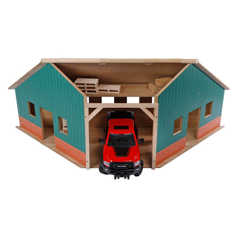 Load image into Gallery viewer, Kids Globe Globe Globe Loods Hoek Hout Voor 2 Tractoren 1:16
