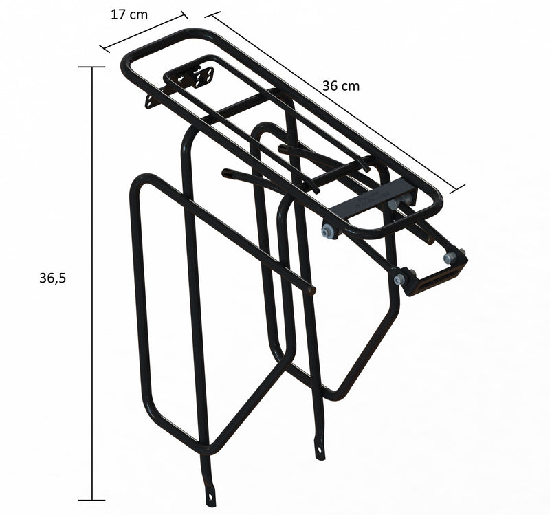 Load image into Gallery viewer, achterdrager met tasafhouders 28 inch staal zwart

