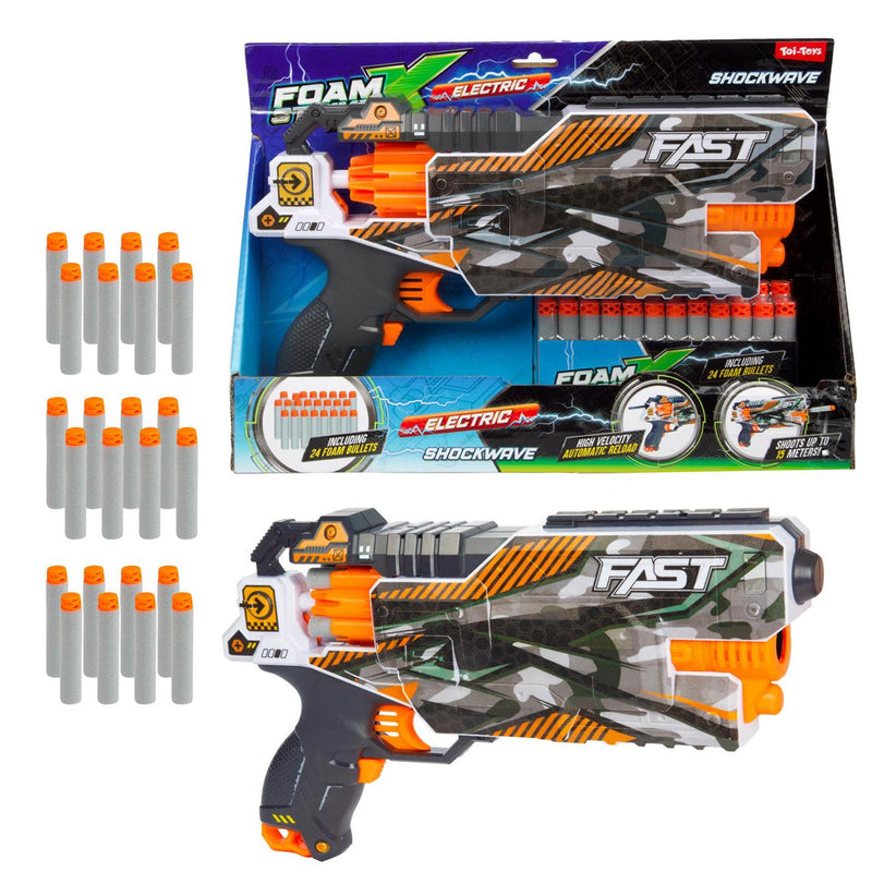 Load image into Gallery viewer, Toi-toys foam strikex elektrisch afschietpistool shockwave met 24 foampijlen
