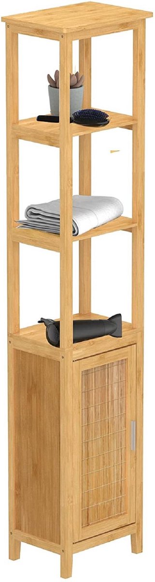 Eisl bamboe hoge kast - met 3 vakken - met deur - duurzaam - (b x h x d) ca. 40 x 190 x 30 cm