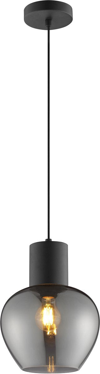 Brilliant ligari - hanglamp - ø 23 cm - e27 max 1x20w - zwart smoke