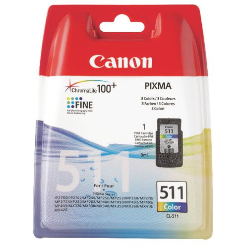 Cartridge canon cli-511 cyaan magenta geel